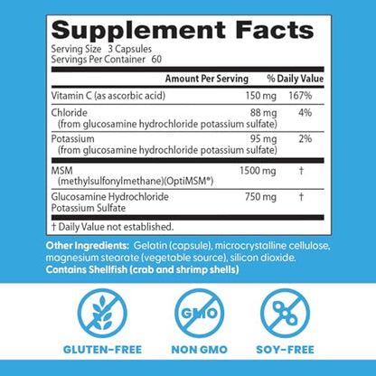 Doctors Best Synergistic Glucosamine MSM Formula, Joint Support, Non-GMO, Gluten Free, Soy Free 180 Capsules