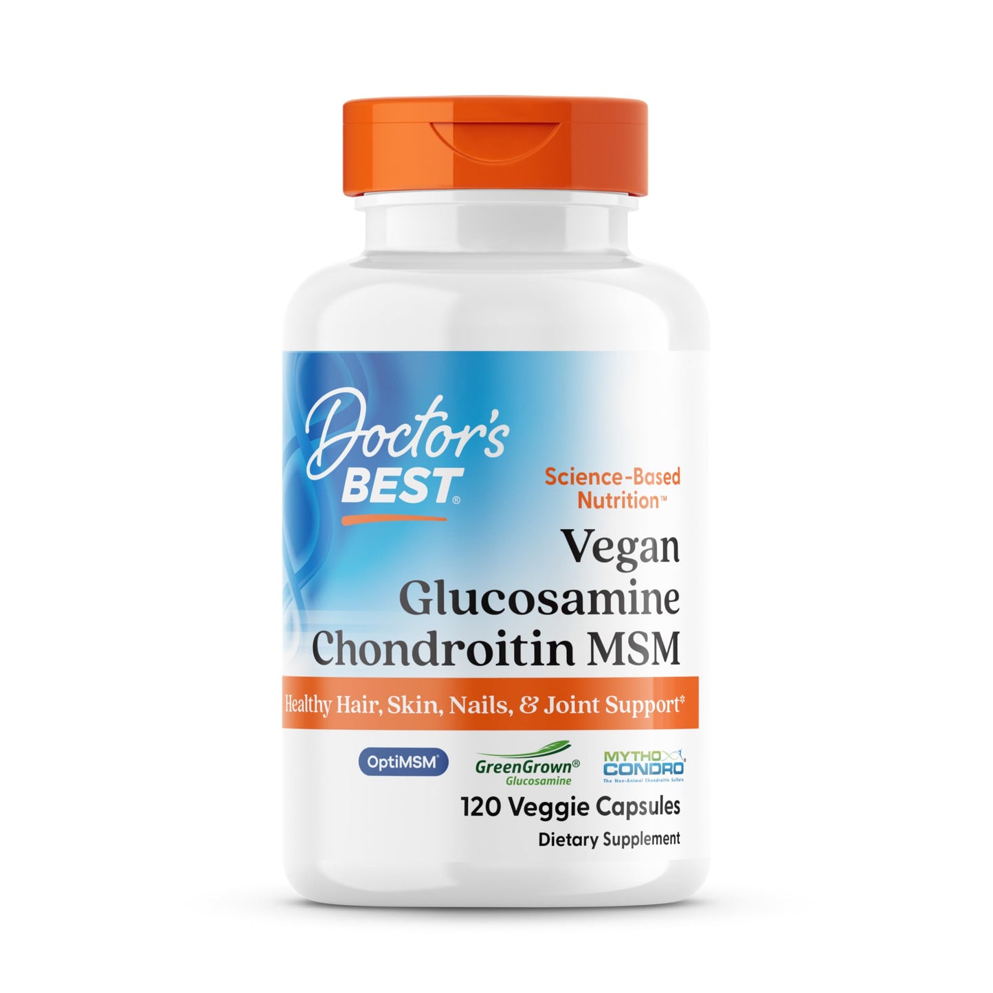 Doctors BEST Vegan Glucosamine Chondroitin MSM – Joint Support, Healthy Hair, Skin, Nails | 120 Veggie Capsules