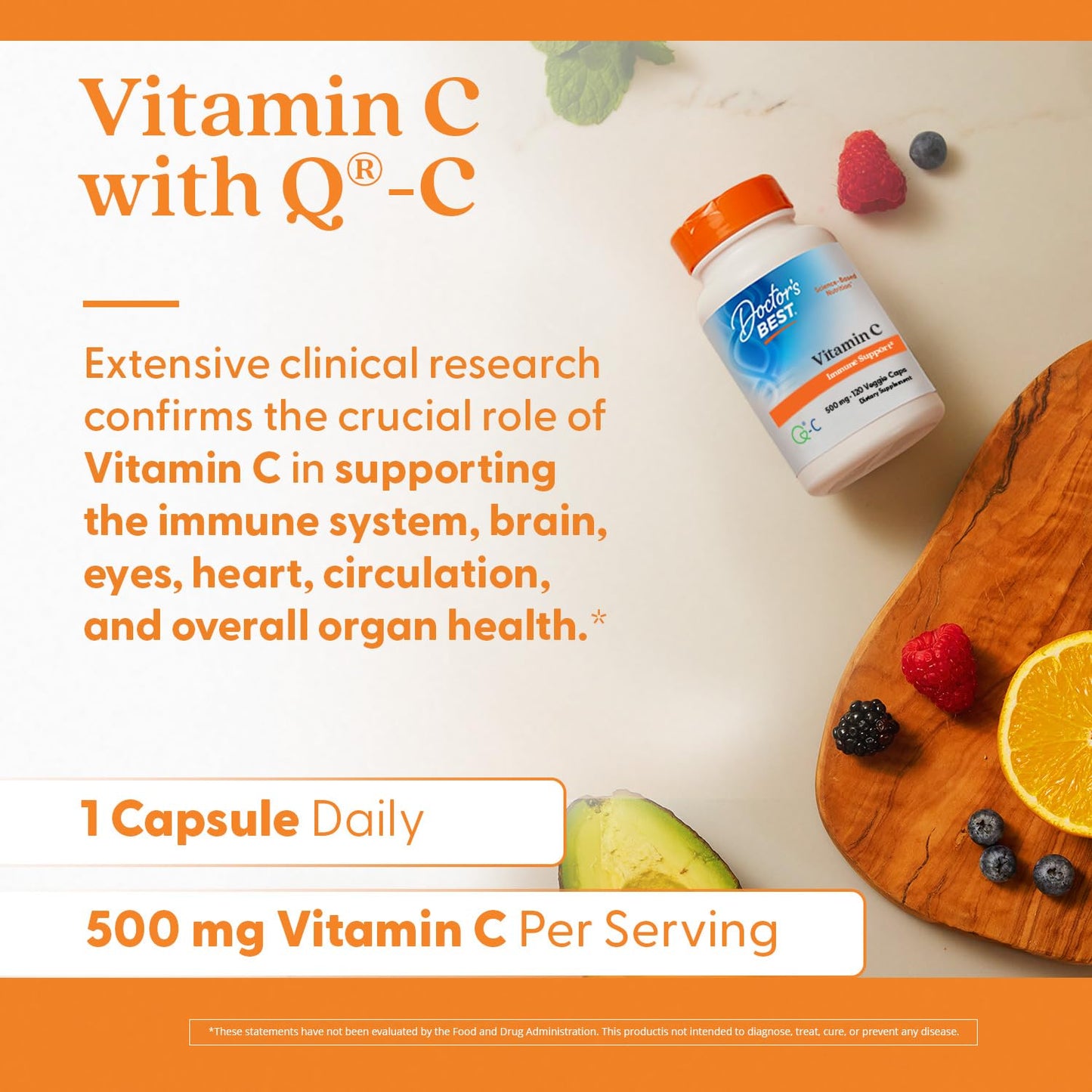 Doctor's Best Vitamin C 500mg - 120 Count | Immune & Antioxidant Support