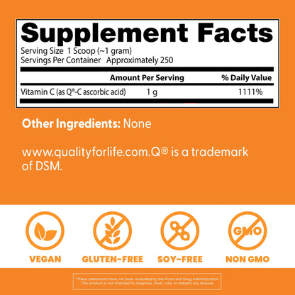 Doctor's Best Vitamin C Powder with Q-C – Immune Support, 250g