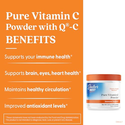 Doctor's Best Vitamin C Powder with Q-C – Immune Support, 250g