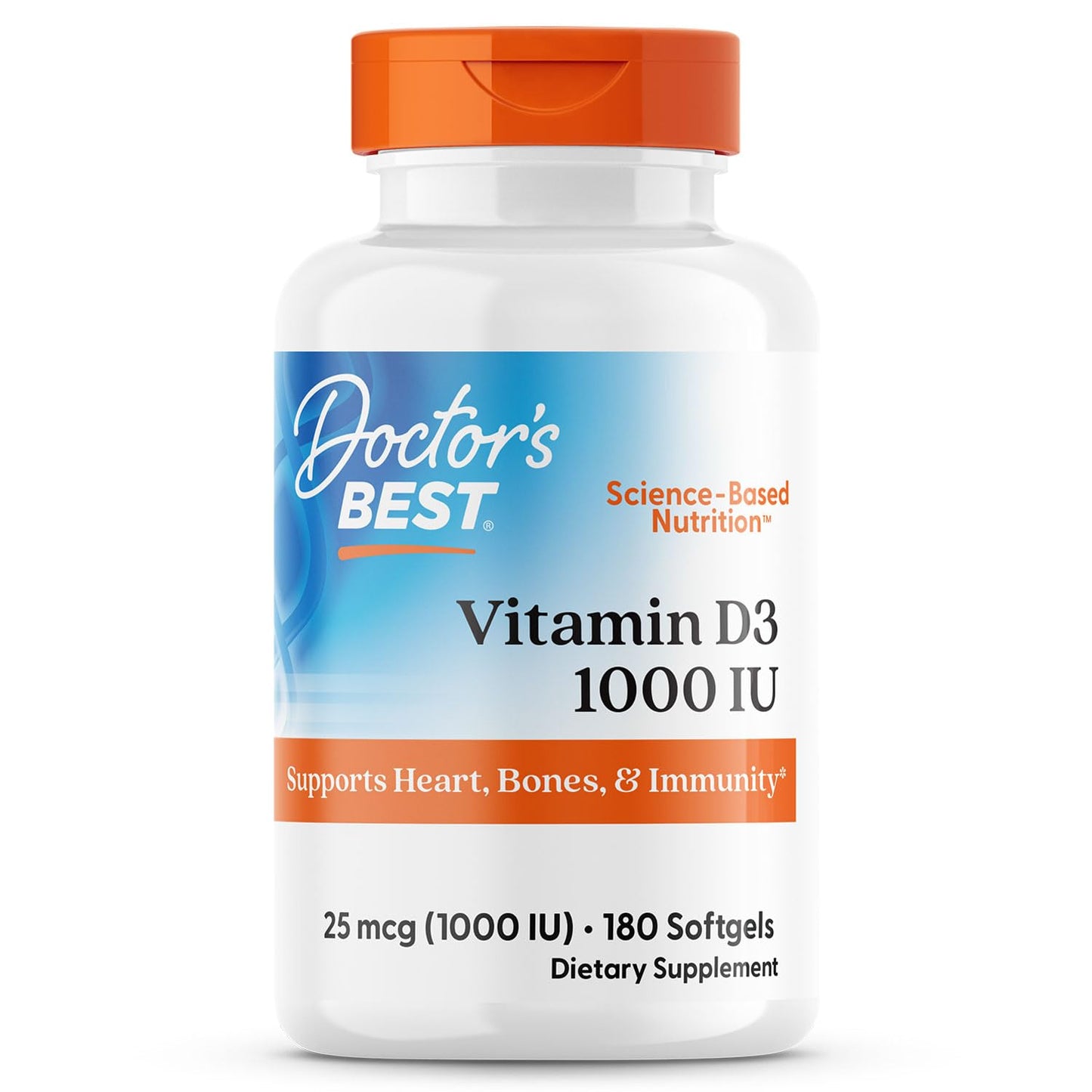 Doctor's Best Vitamin D3 1000 IU Softgel Capsules - 180 Count
