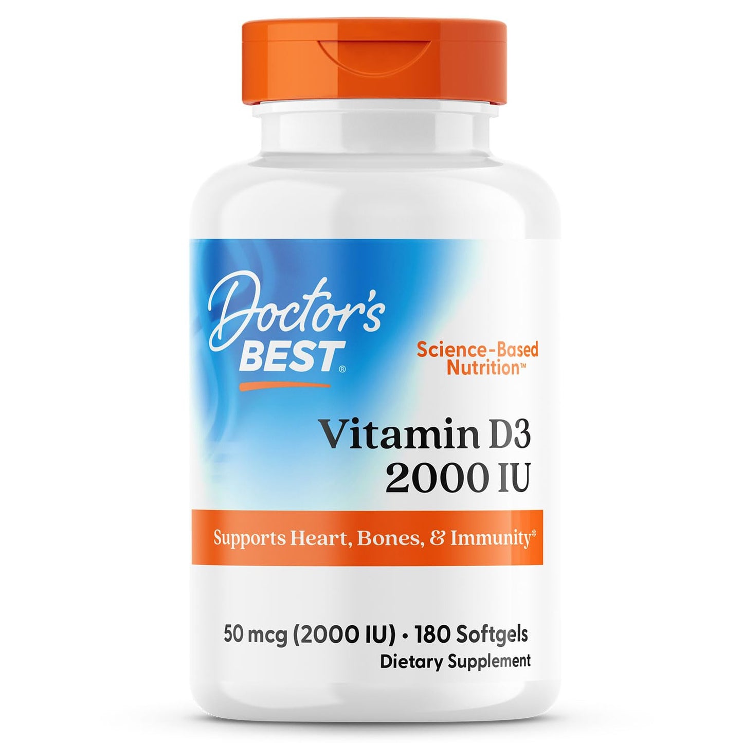 Doctors BEST Vitamin D3 2000 IU – Supports Heart, Bones & Immunity | Non-GMO, Gluten Free, Soy Free