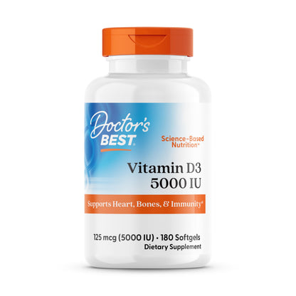 Doctor's Best Vitamin D3 5000IU – Non-GMO, Gluten & Soy Free | Supports Bones & Immune Function