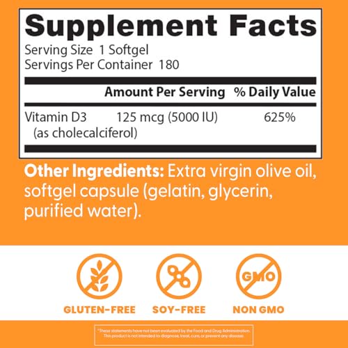Doctor's Best Vitamin D3 5000IU – Non-GMO, Gluten & Soy Free | Supports Bones & Immune Function