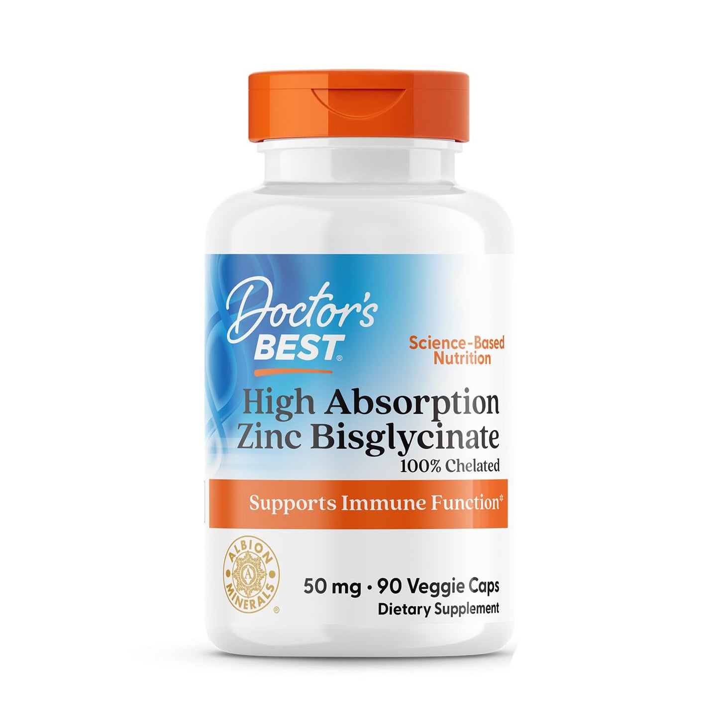 Doctor's Best Zinc Bisglycinate 50mg – High Potency Immune Support (90 Count)