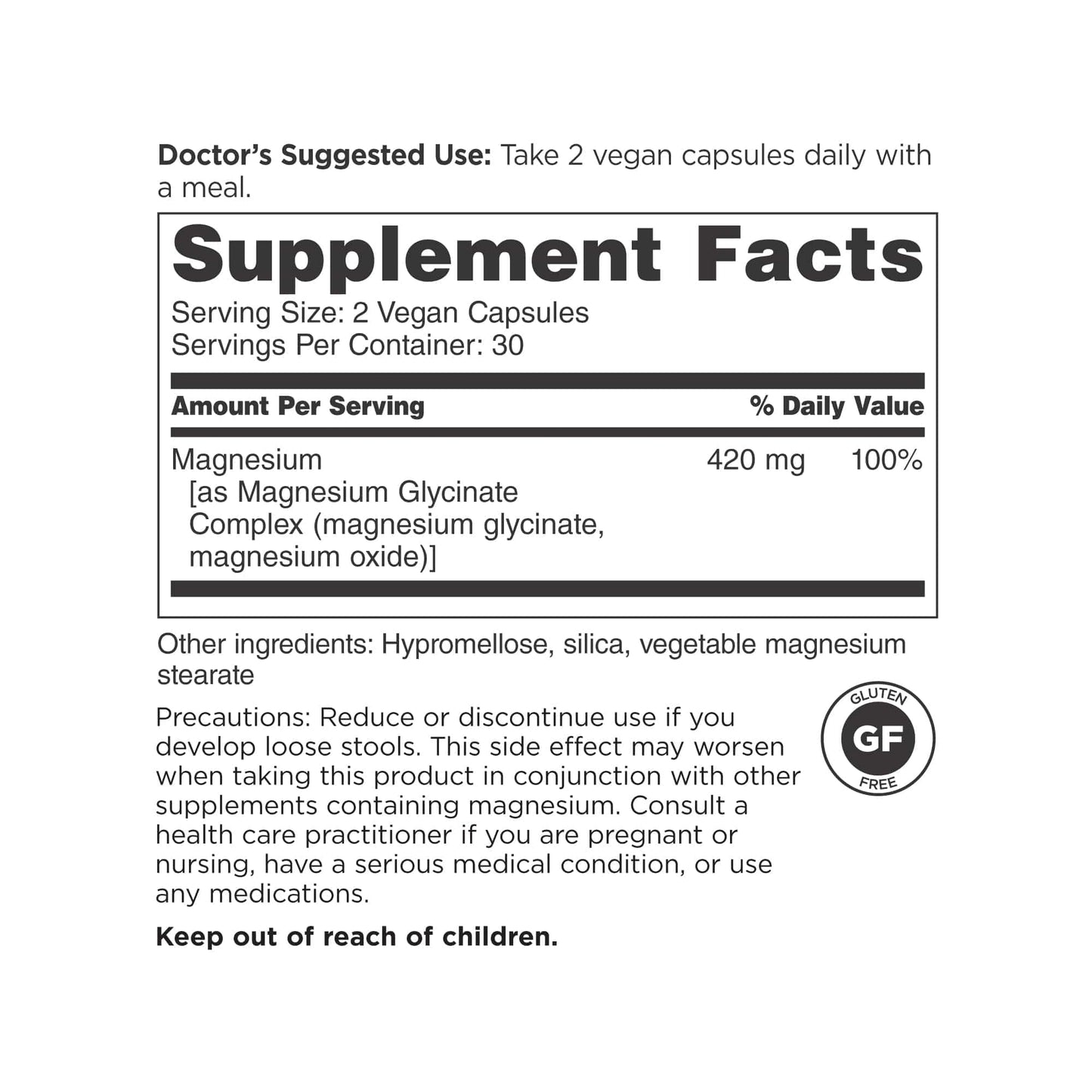 DOCTORS' PREFERRED Magnesium Glycinate Complex – 420 mg per Serving | Heart Health & Mood Support