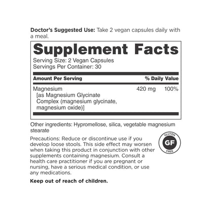 DOCTORS' PREFERRED Magnesium Glycinate Complex – 420 mg per Serving | Heart Health & Mood Support