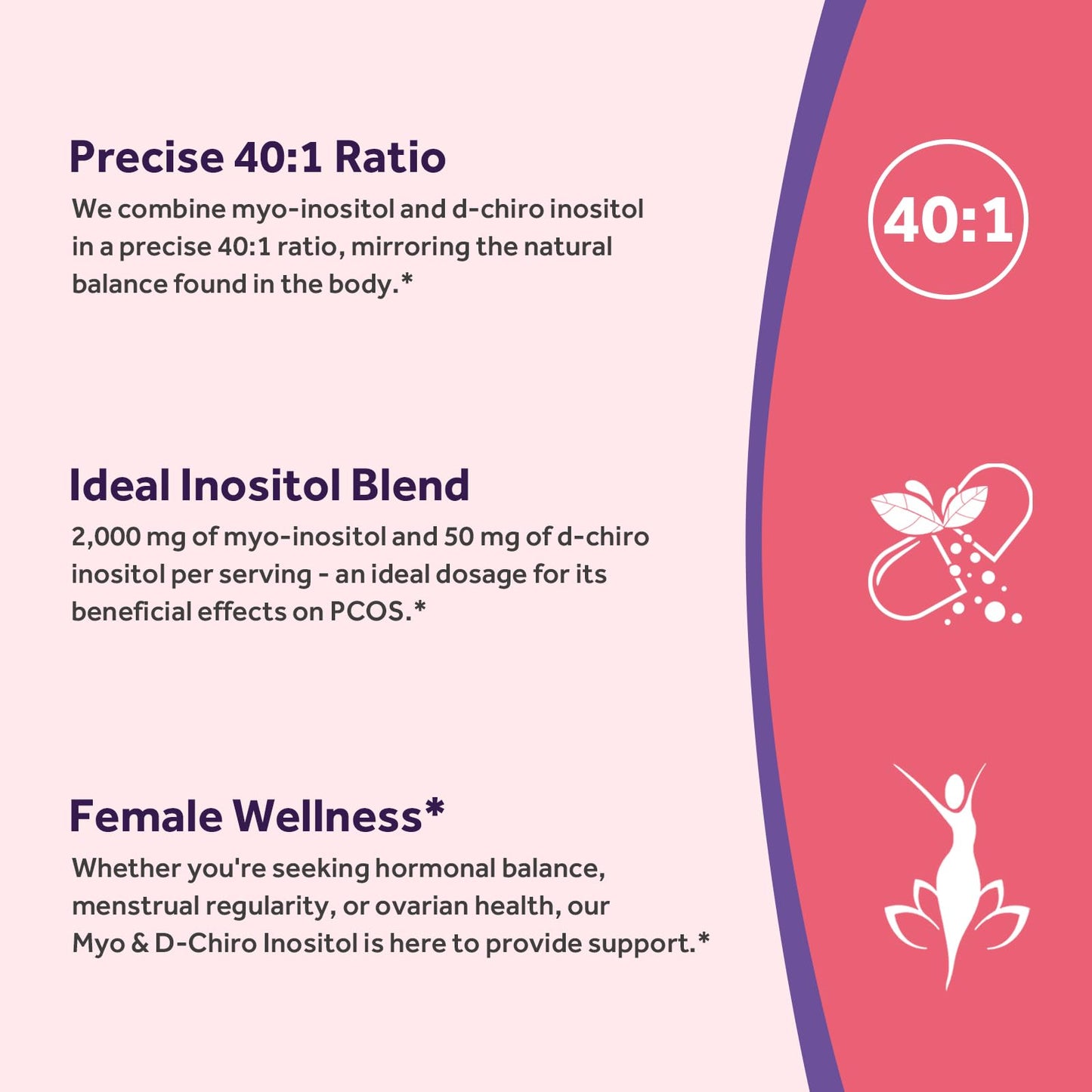 Doctor's Recipes Inositol Supplement – 40:1 Myo-Inositol & D-Chiro Inositol, 2,050 mg per serving, Hormone Balance & Fertility Support, 120 Vegan Caps
