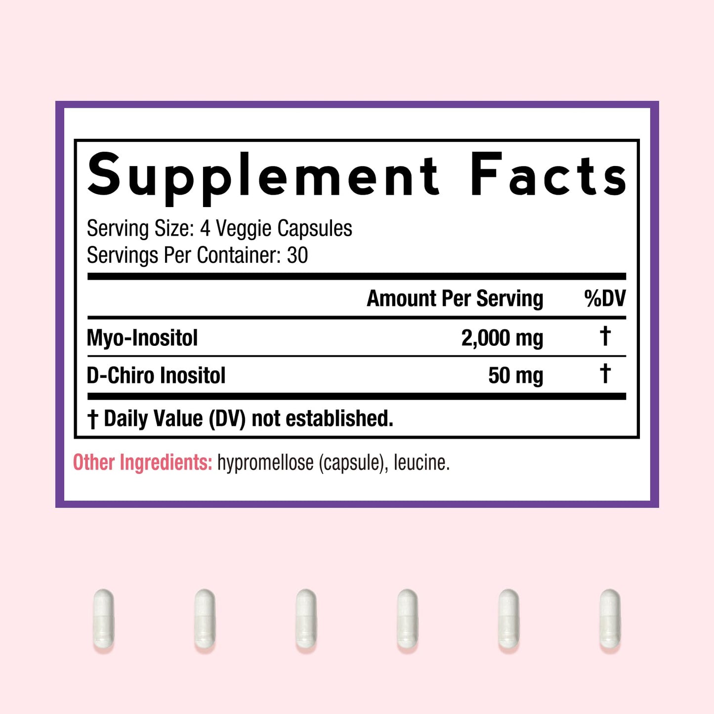 Doctor's Recipes Inositol Supplement – 40:1 Myo-Inositol & D-Chiro Inositol, 2,050 mg per serving, Hormone Balance & Fertility Support, 120 Vegan Caps