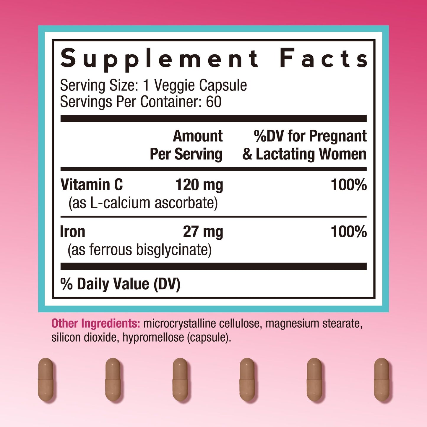 Doctor's Recipes Iron Supplement for Pregnant Women | Chelated Iron Bisglycinate + Vitamin C