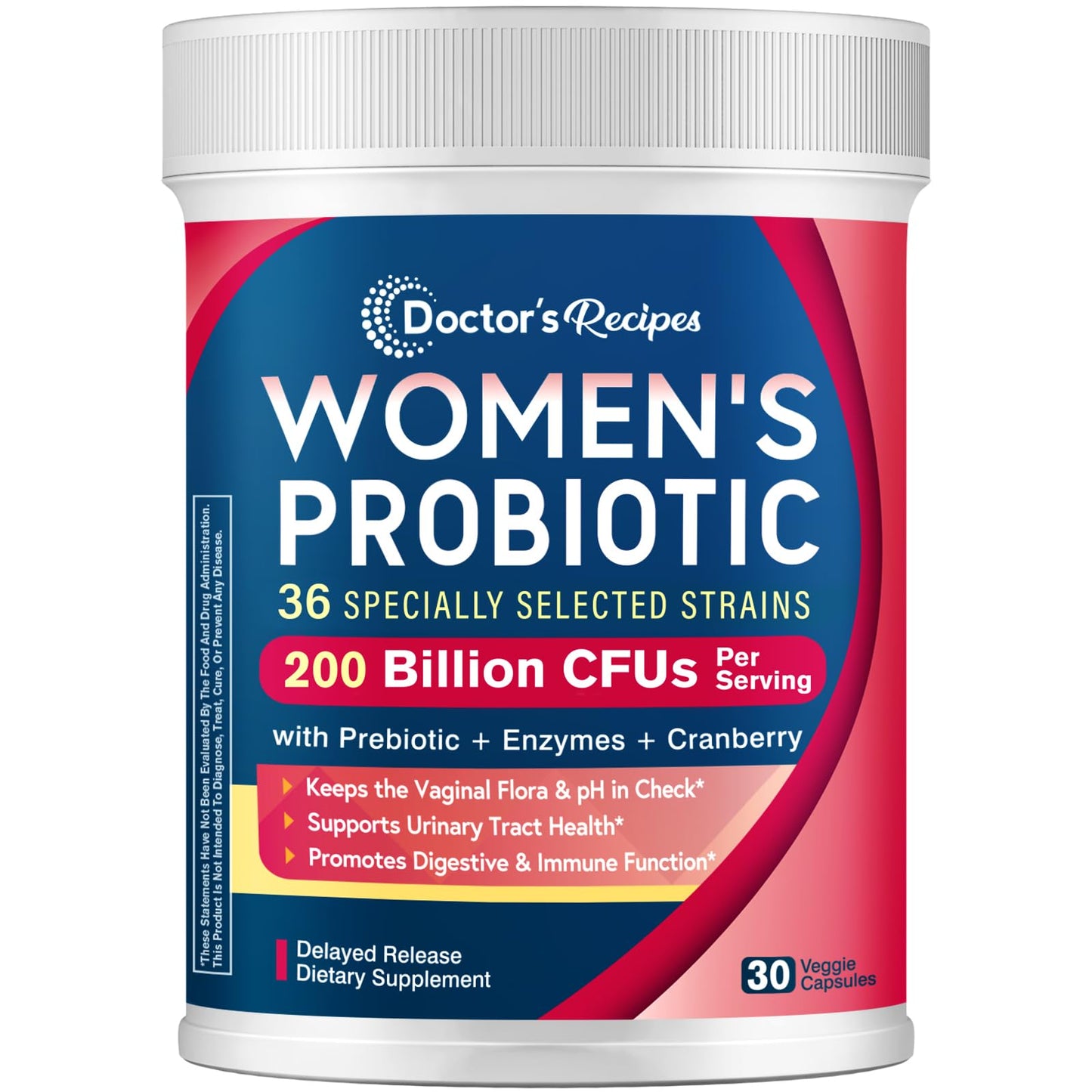 Doctor's Recipes Probiotics for Women – 200B CFUs, 36 Strains, 30 Caps