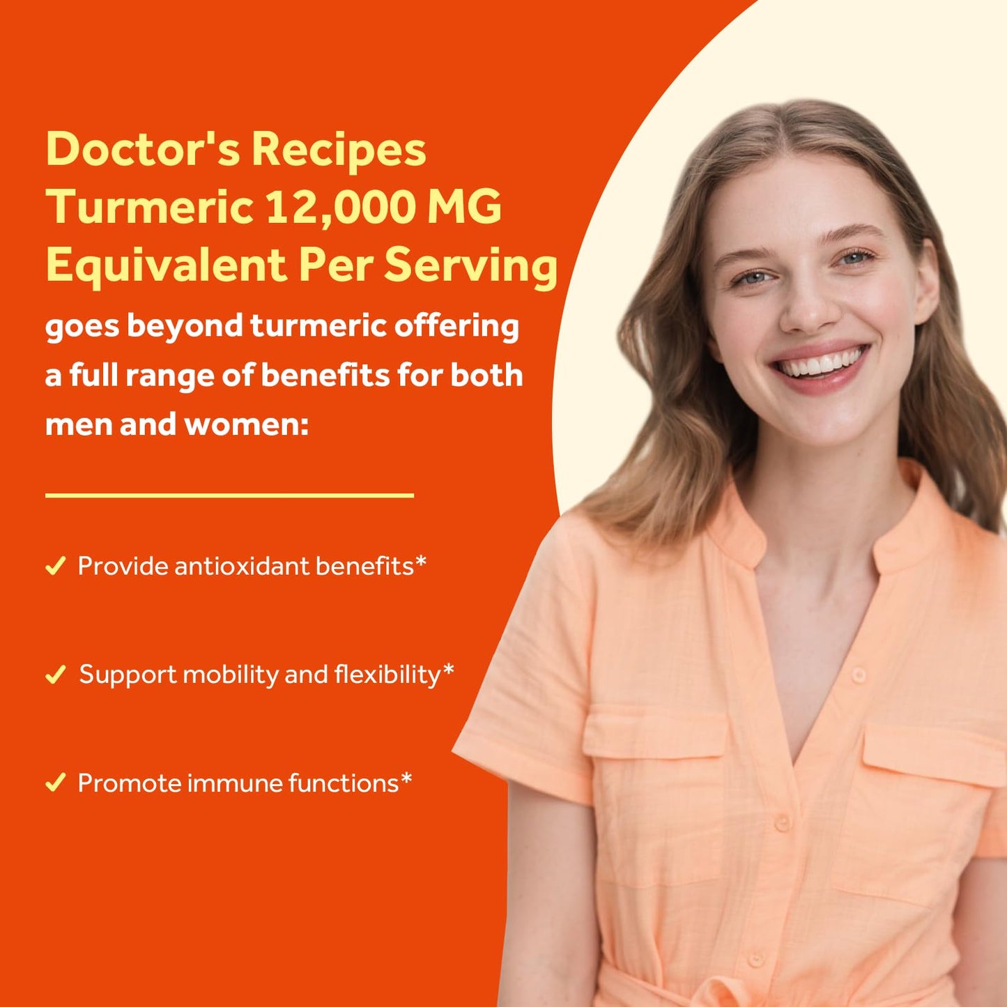Doctor's Recipes Turmeric Curcumin with Black Pepper Extract – 12,000 mg per Serving, 95% Curcuminoids, High Potency, 120 Caps, Vegan, Non-GMO
