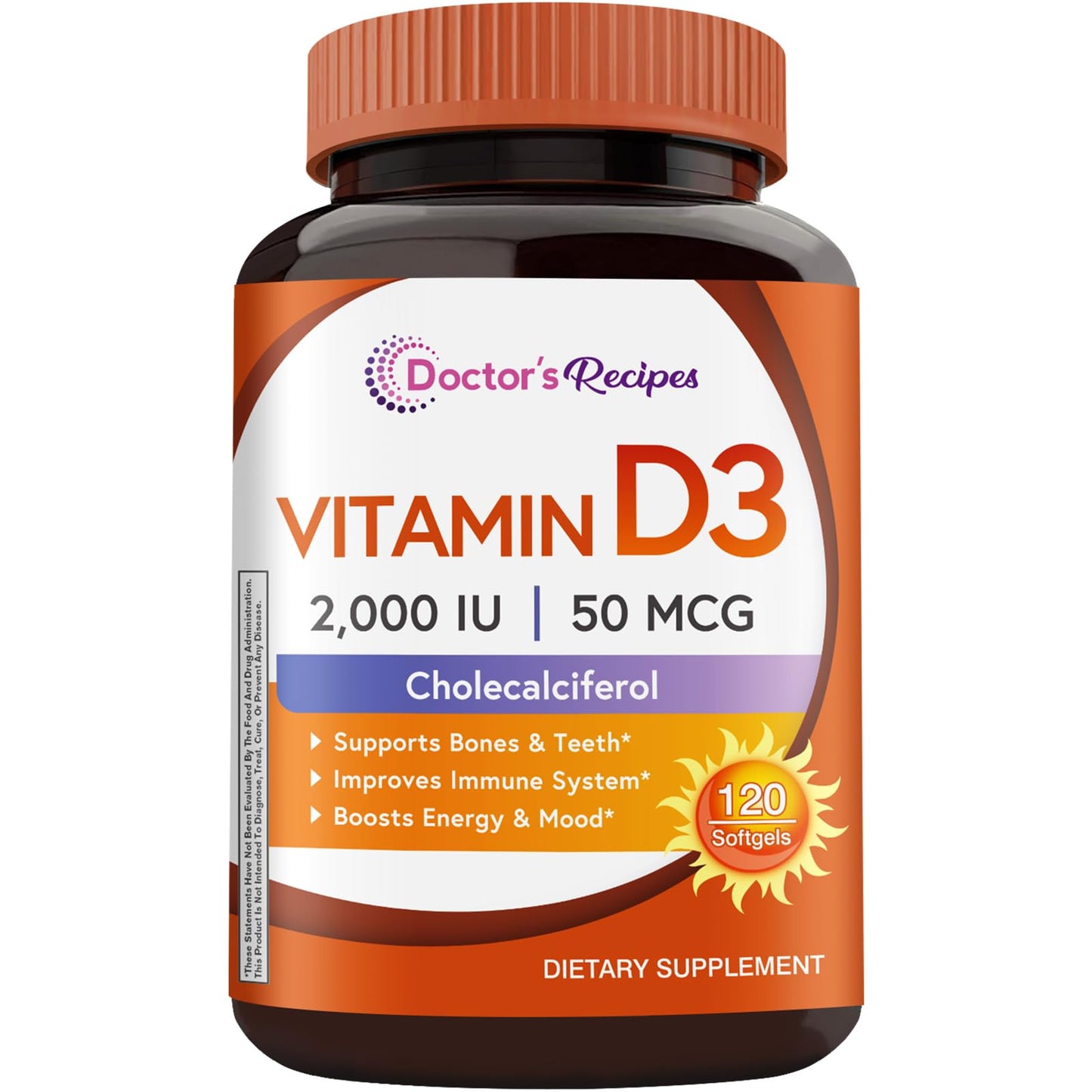 Doctor's Recipes Vitamin D3 2000 IU – 120 Softgels, Non-GMO