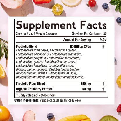 Doctor's Recipes Women’s Probiotic 50B CFU | 16 Strains, Cranberry, Vaginal & Urinary Health