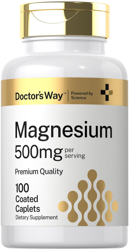 Doctor's Way Magnesium 500mg - 100 Coated Caplets | Magnesium Oxide | Vegetarian, Non-GMO, Gluten Free