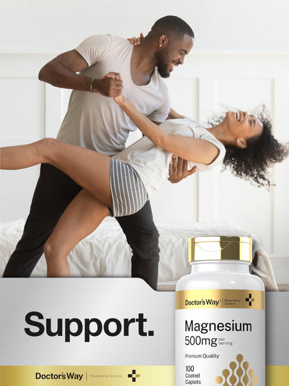 Doctor's Way Magnesium 500mg - 100 Coated Caplets | Magnesium Oxide | Vegetarian, Non-GMO, Gluten Free