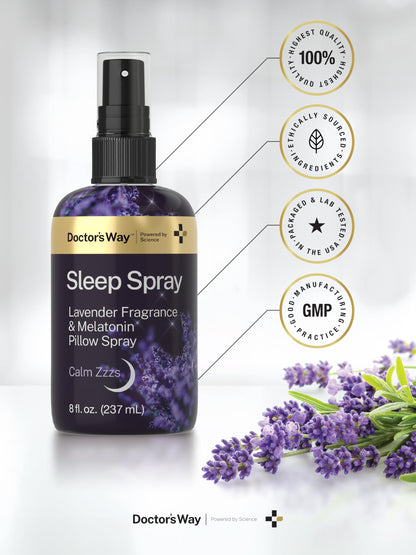 Doctor's Way Sleep Spray 8oz - 3 Pack | Lavender & Melatonin | Non-GMO, Gluten Free