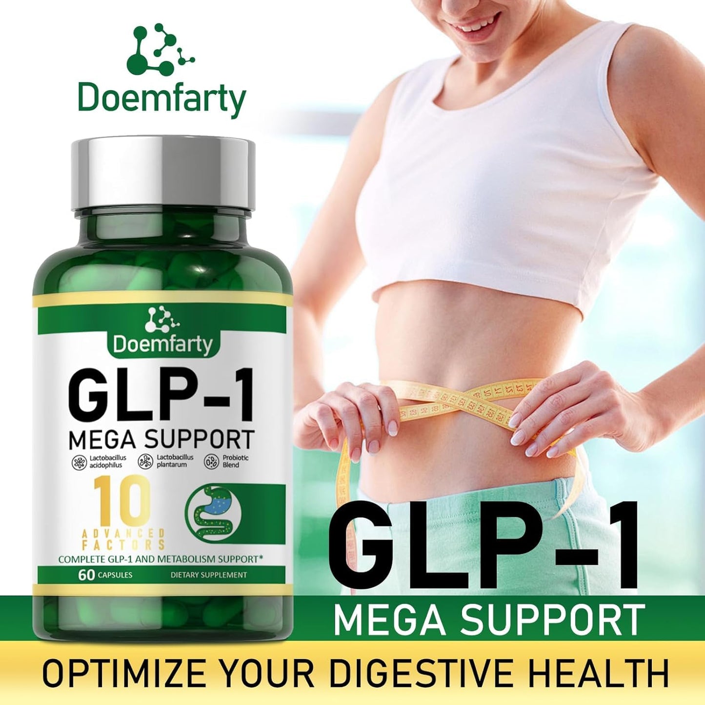 doemfarty GLP-1 Probiotic – GLP-Activate with 10B CFU, 60 Capsules
