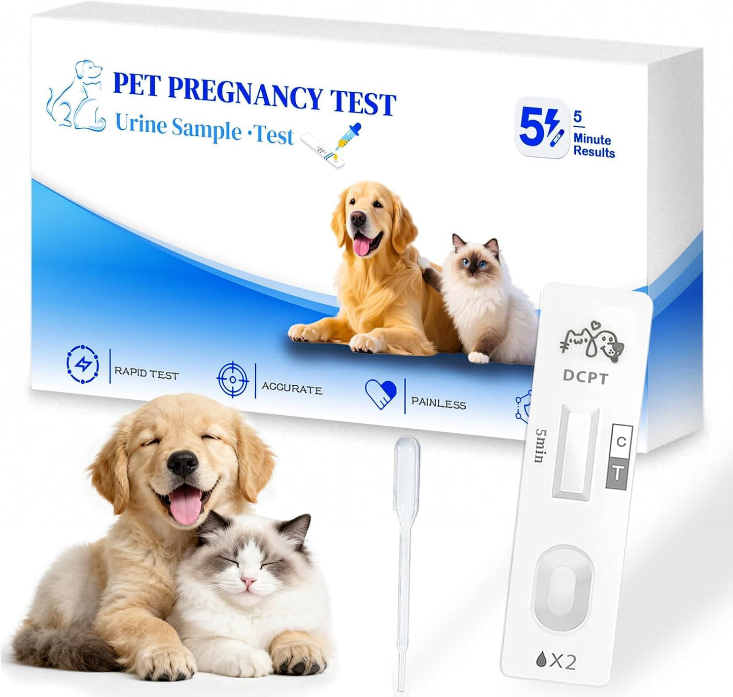 Dog and Cat Pregnancy Test Kit at Home – 5-Minute Urine Test, High Accuracy