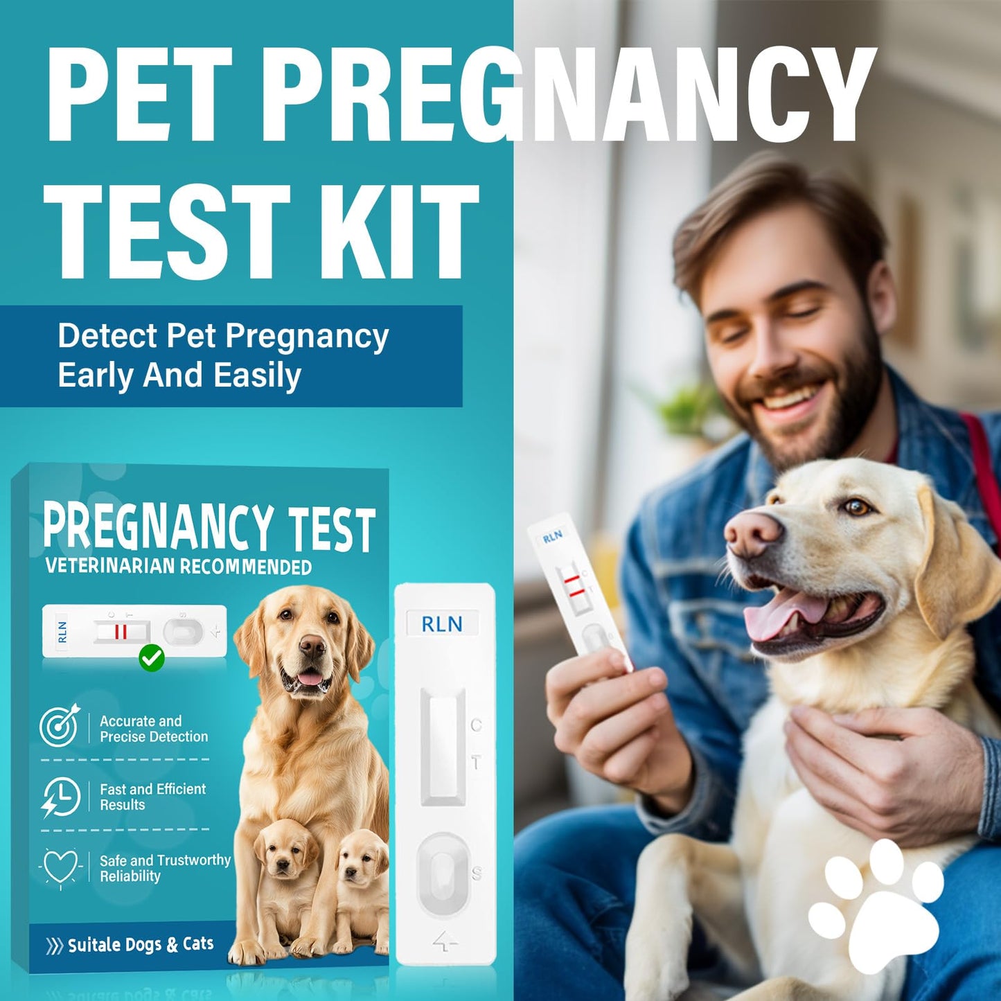 at-Home Dog Pregnancy Test Kit | 15-Minute Accurate Results | Easy Pregnancy Test Strips for Dogs & Cats | Safe Early Detection