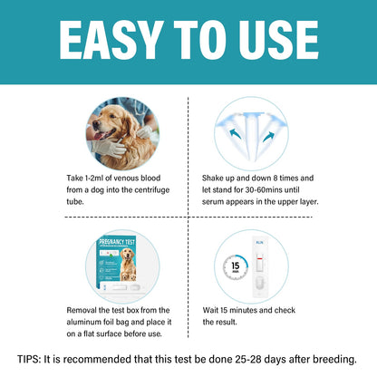 at-Home Dog Pregnancy Test Kit | 15-Minute Accurate Results | Easy Pregnancy Test Strips for Dogs & Cats | Safe Early Detection