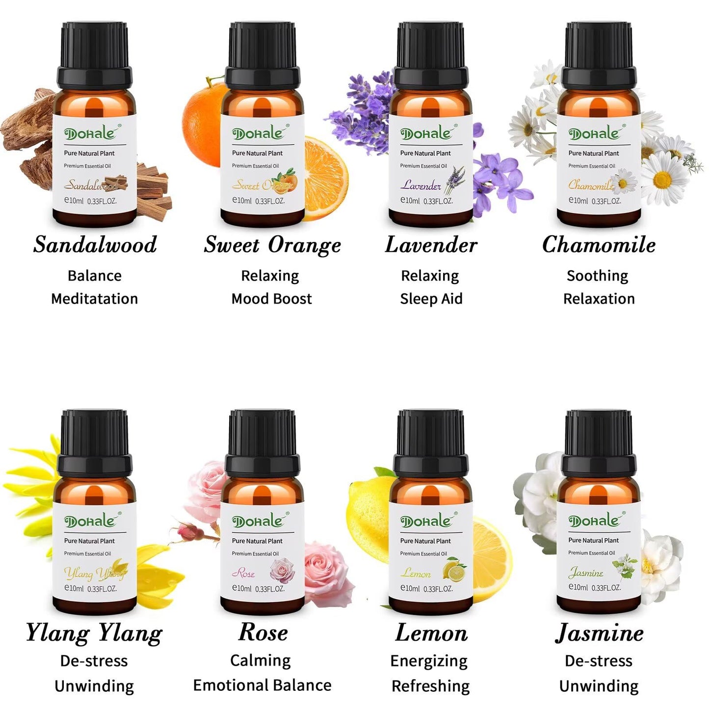 Dohale Essential Oils Set in Acacia Wood Gift Box - 10ml Diffuser Aromatherapy