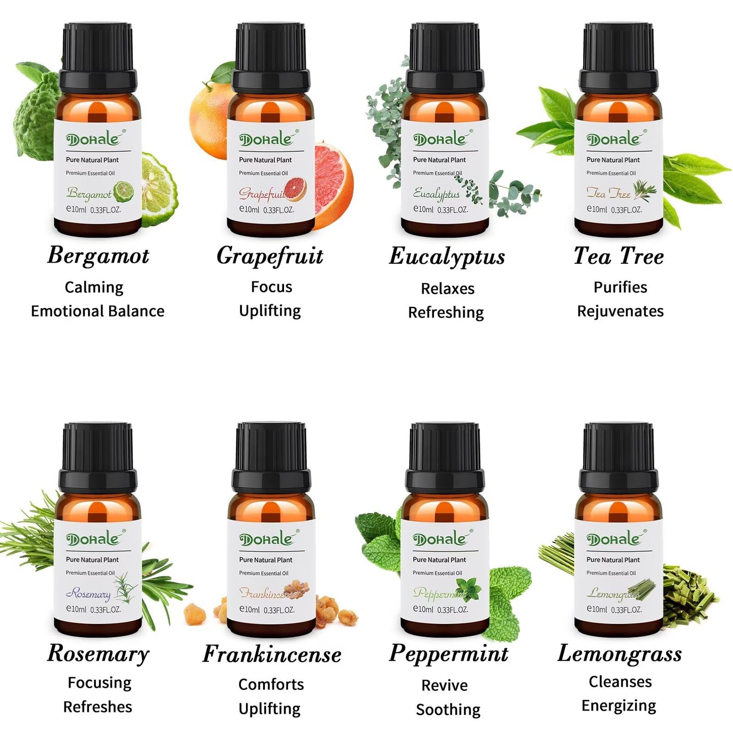 Dohale Essential Oils Set in Acacia Wood Gift Box - 10ml Diffuser Aromatherapy
