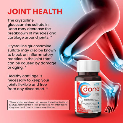 DONA Crystalline Glucosamine Sulfate 60 Caplets (3 Pack) - Joint Health