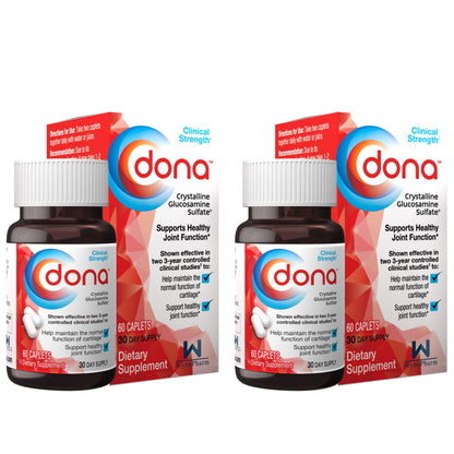 Dona Crystalline Glucosamine Sulfate 750 mg | Joint Health & Knee Comfort | 60 Count (2-Pack)