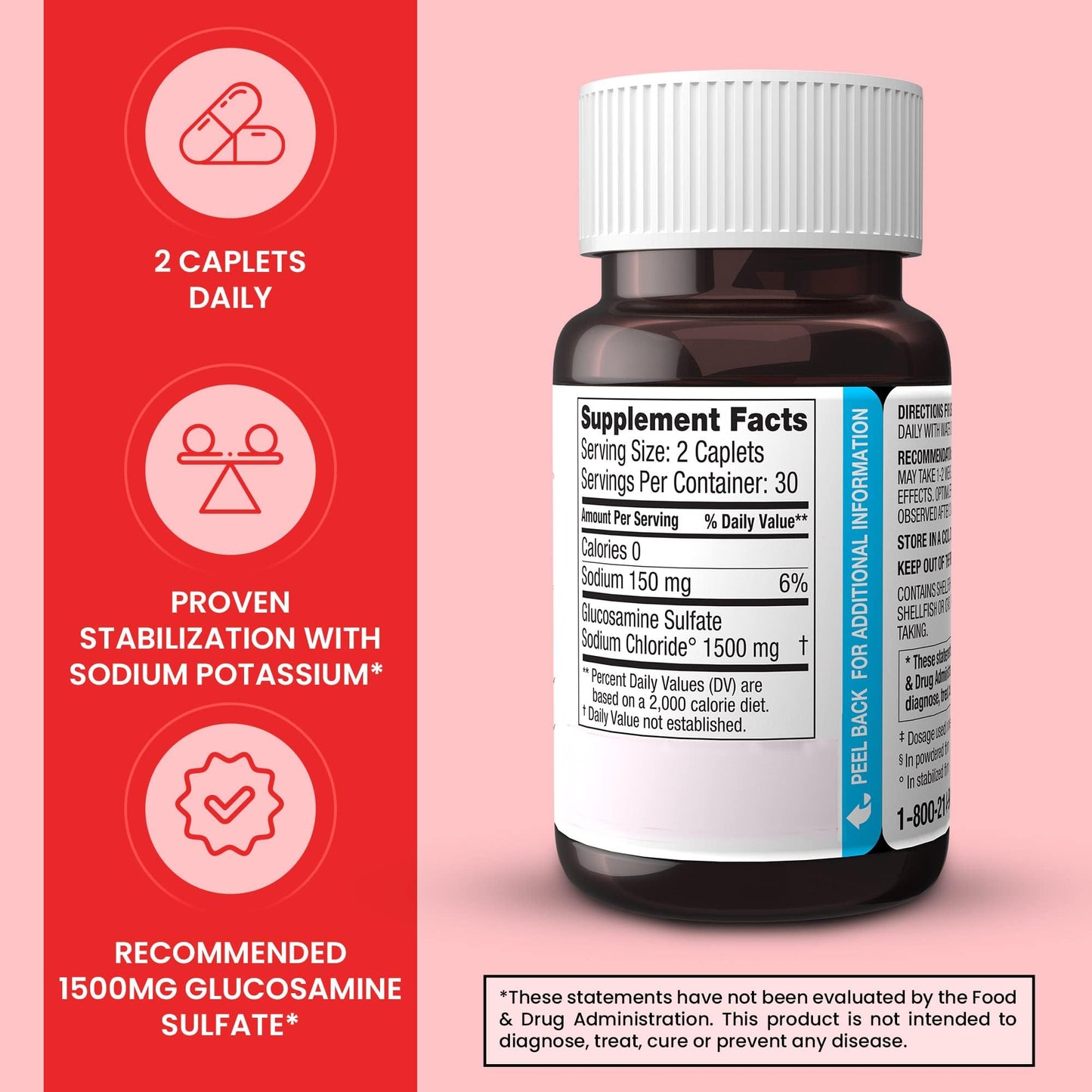 Dona Crystalline Glucosamine Sulfate 750 mg | Joint Health & Knee Comfort | 60 Count (2-Pack)