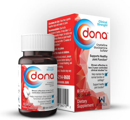 DONA Crystalline Glucosamine Sulfate 60 Caplets (3 Pack) - Joint Health