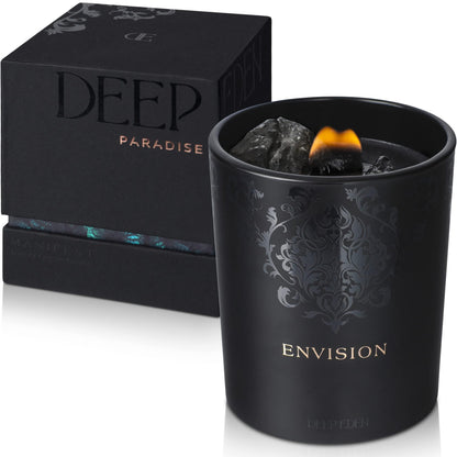 Black Orchid & Pine Moss Crystal Candle – Luxury Manifestation with Quartz Crystals (7.4oz)
