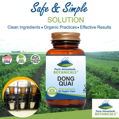 Pure Mountain Botanicals Dong Quai Capsules – 500mg Organic Dong Quai Root, Kosher & Vegan