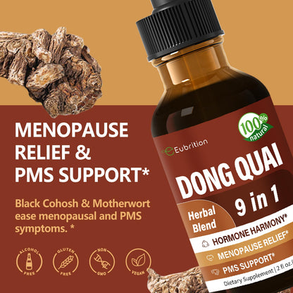 Eubrition Dong Quai Liquid Supplement for Women - Menopause & PMS Relief, 2oz