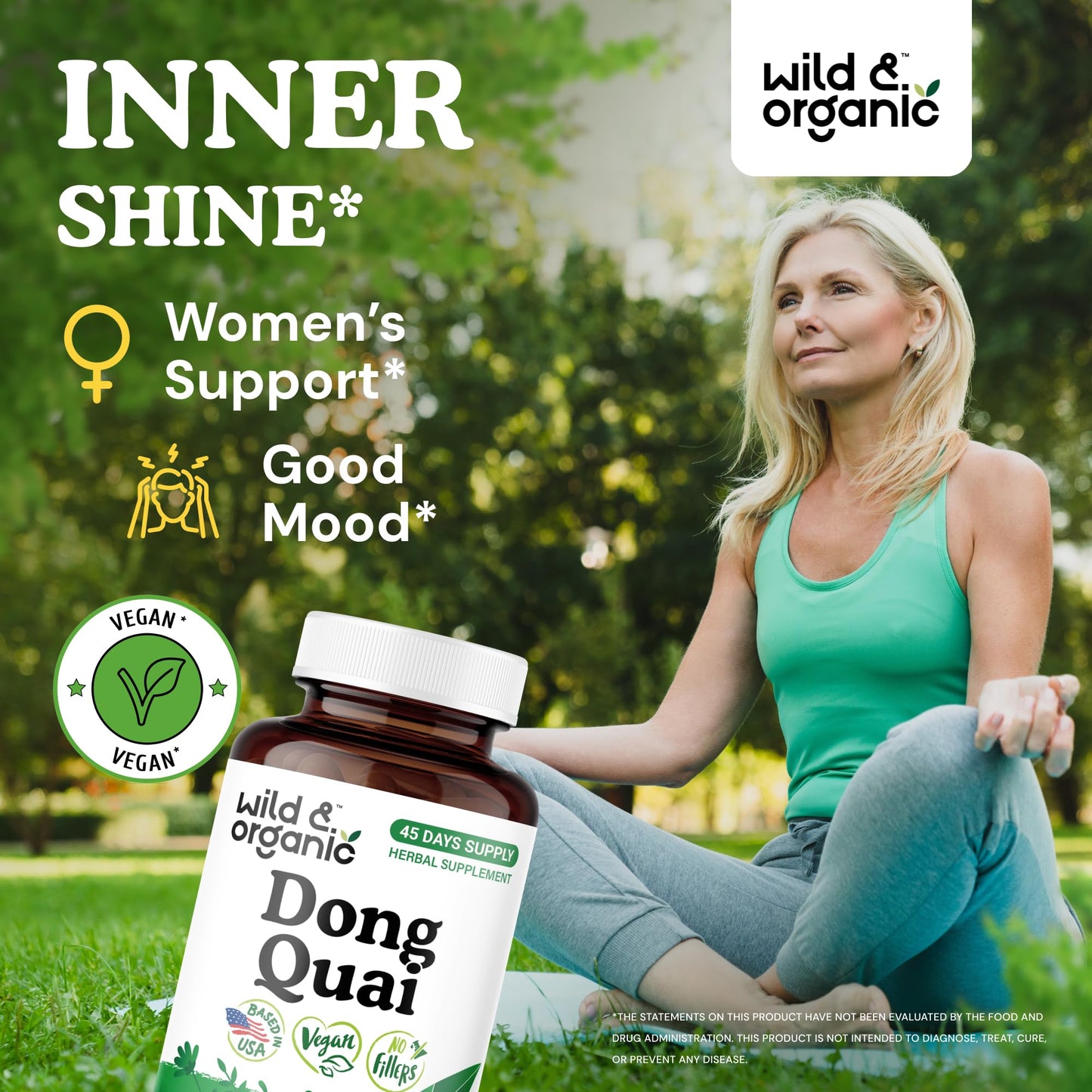 Wild & Organic Dong Quai Capsules for Women - 1000 mg per Serving | 90 Count | Vegan, Non-GMO