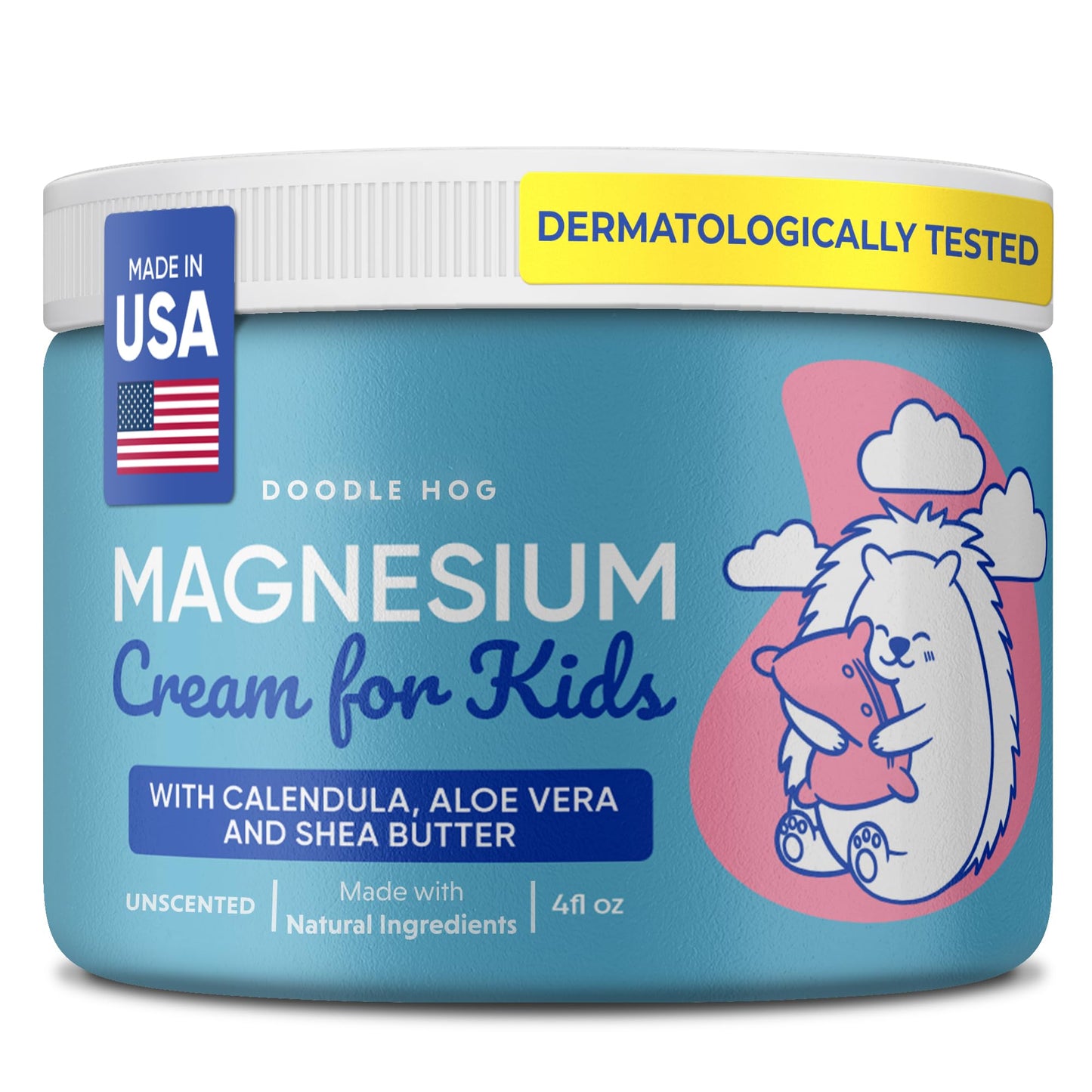 DOODLE HOG Magnesium Cream for Kids – Soothing Sleep Support (USA Made, 4 oz, Unscented)