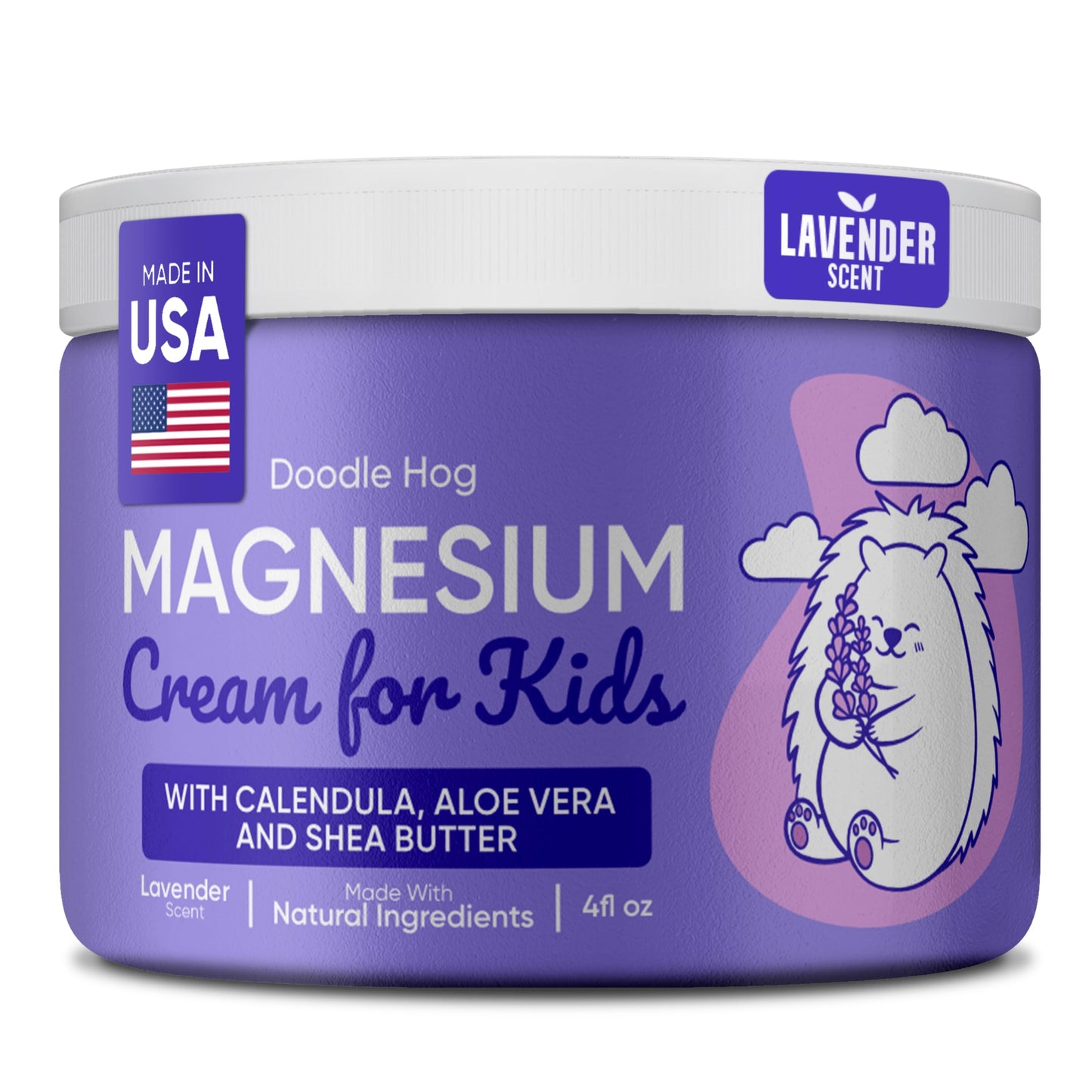 DOODLE HOG Magnesium Cream for Kids - Lavender Sleep Support (4 oz)