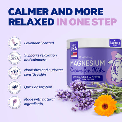 DOODLE HOG Magnesium Cream for Kids - Lavender Sleep Support (4 oz)