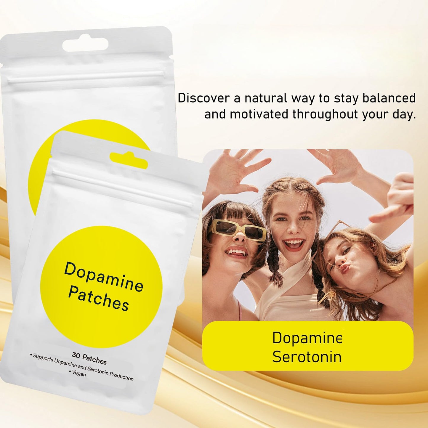 Dopamine Patches – 60 Vegan Plant-Based Patches for Women & Men, Advanced & Convenient