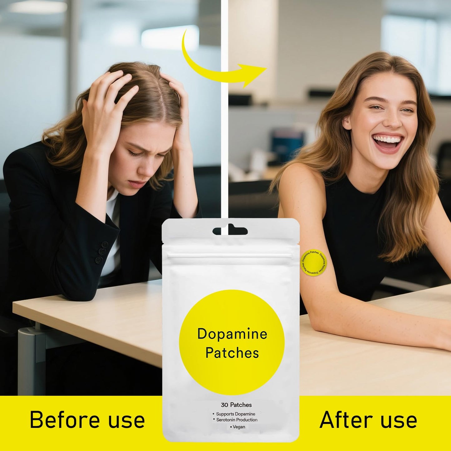 Dopamine Patches – 60 Vegan Plant-Based Patches for Women & Men, Advanced & Convenient