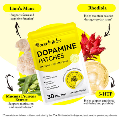Dopamine Patches – 60Pcs Vegan Mood Boost & Daily Wellness | Plant-Based Mood Support for Men & Women