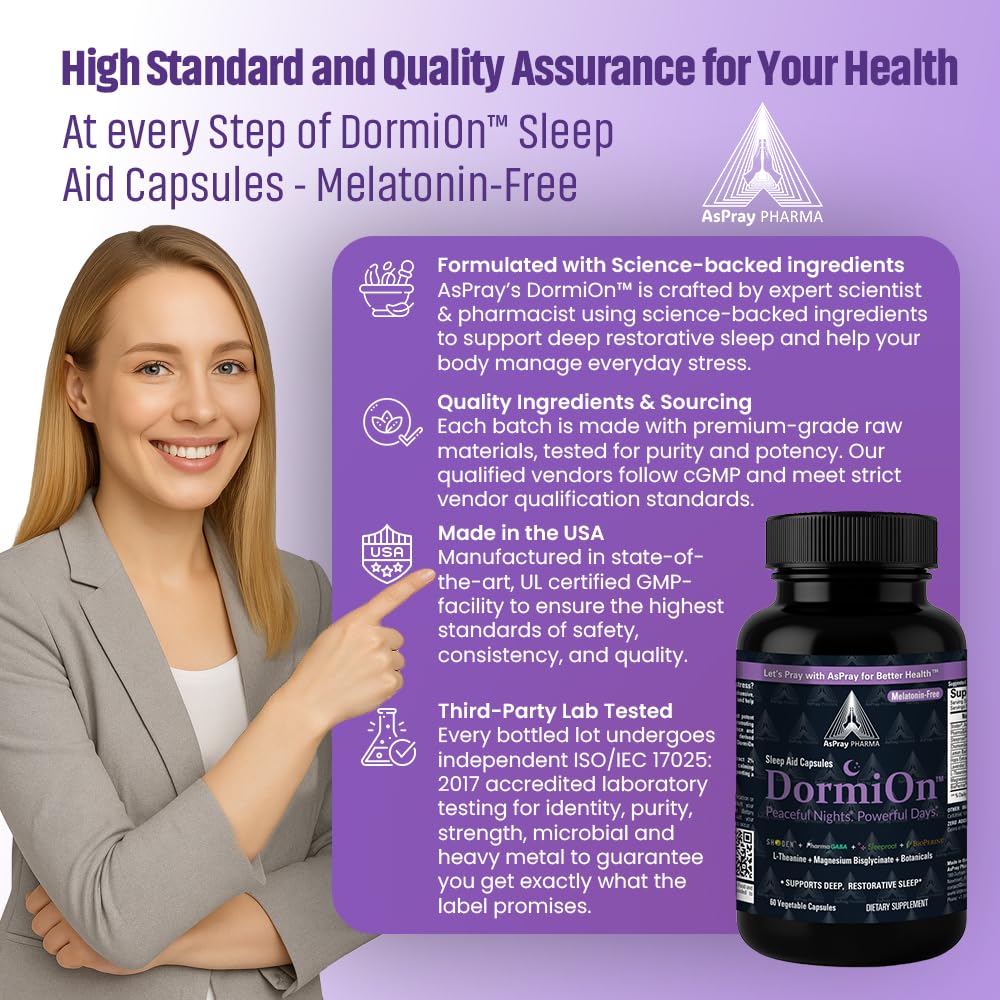 DormiOn Melatonin-Free Sleep Aid for Adults – 10-in-1 Deep Sleep Blend | Sleeproot Valerian, PharmaGABA, Shoden Ashwagandha | 60 Caps
