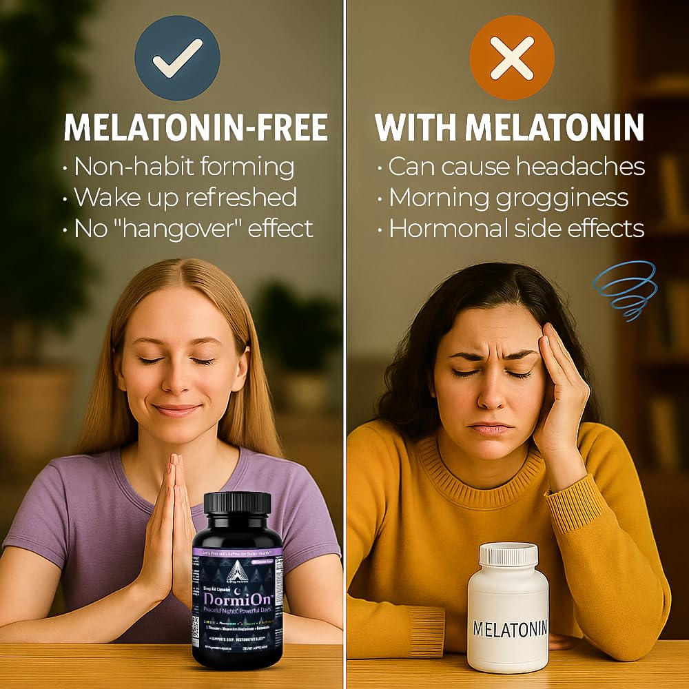 DormiOn Melatonin-Free Sleep Aid for Adults – 10-in-1 Deep Sleep Blend | Sleeproot Valerian, PharmaGABA, Shoden Ashwagandha | 60 Caps