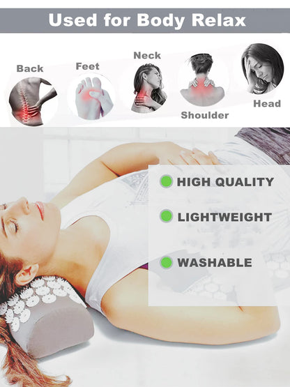 DoroSun Acupressure Massager Pillow – Pain Relief for Neck, Back & Head (Grey)