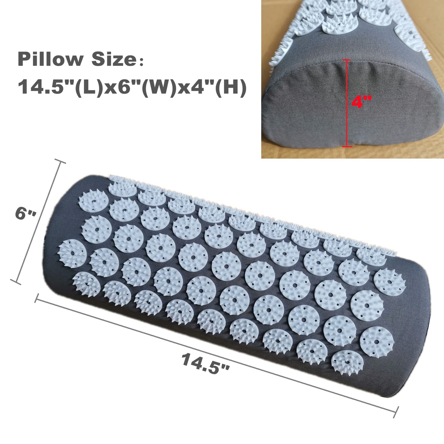 DoroSun Acupressure Massager Pillow – Pain Relief for Neck, Back & Head (Grey)