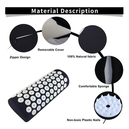 DoroSun Acupressure Massage Pillow – Neck, Back & Head Pain Relief (Black)