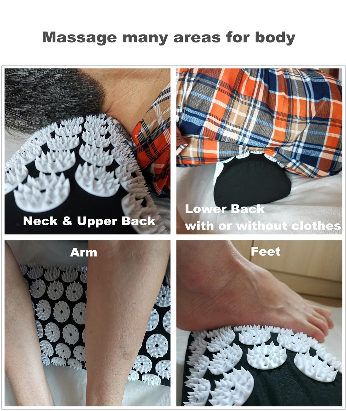 DoroSun Acupressure Massage Pillow – Neck, Back & Head Pain Relief (Black)