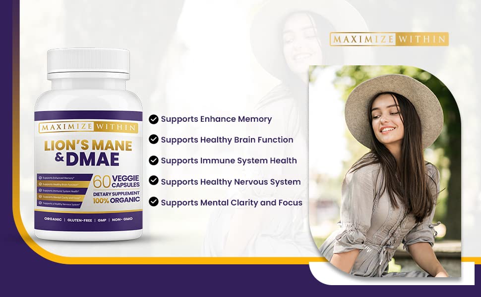 Maximum Slim Lion's Mane & DMAE Capsules – Memory & Focus Support (60 Caps)