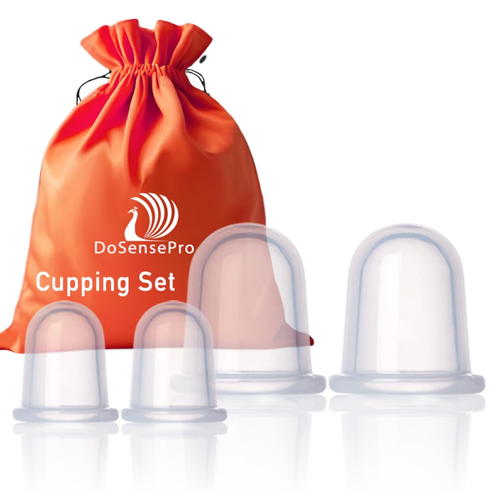DoSensePro Cupping Kit - Silicone Massage Therapy Cups (4 cups: 2 XL & 2 L)